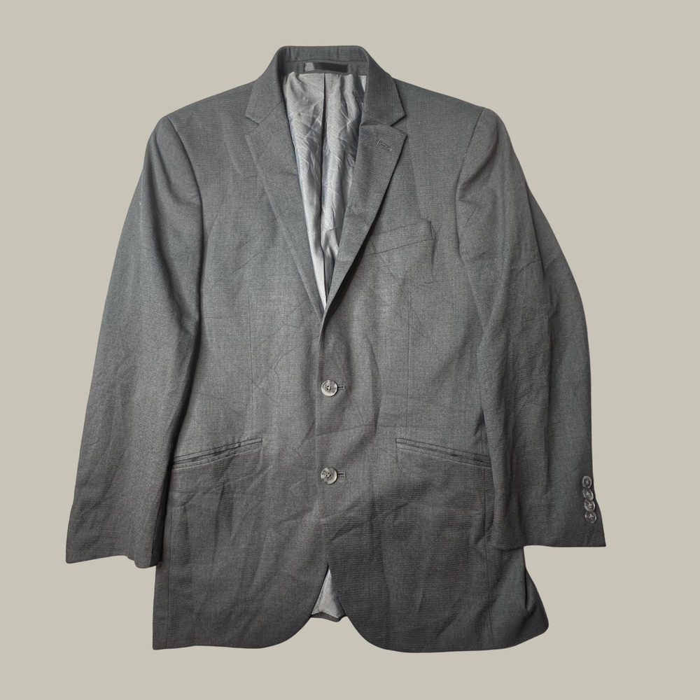 Kenneth Cole Reaction Suit Jacket Mens 36R Techni-Cole Charcoal Grey Blazer